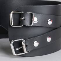 COLLIER LANIÈRES CUIR NOIR+ANNEAU