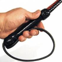 BLACK AND RED LEATHER WHIP