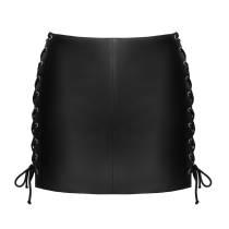 MINI JUPE CUIR LACET CÔTÉ