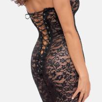 ROBE BUSTIER LONGUE DENTELLE