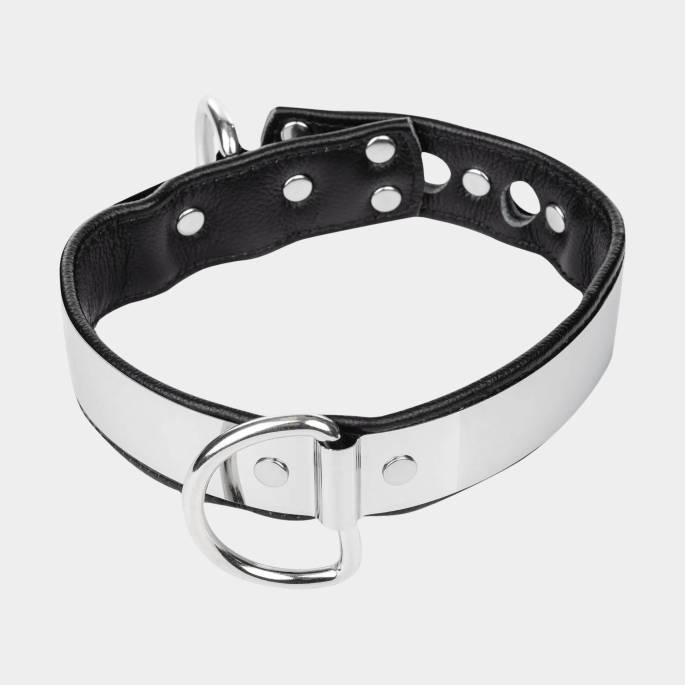 COLLIER CUIR+MÉTAL CADENASSABLE