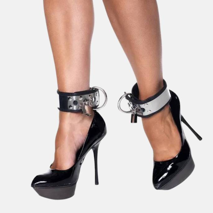 CHEVILLÈRES CUIR+MÉTAL CADENASSABLES