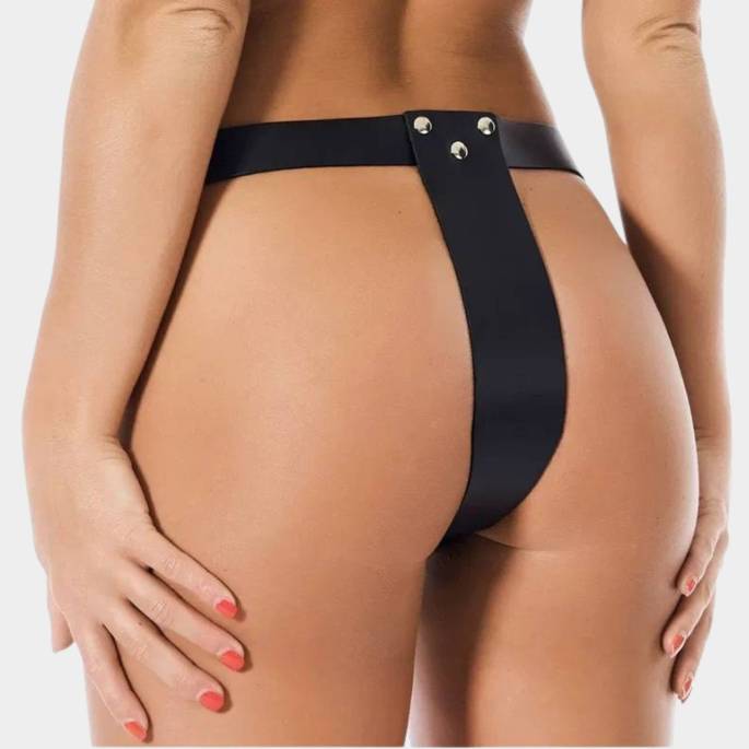 CEINTURE CHASTETÉ FEMME CUIR+CHAINE