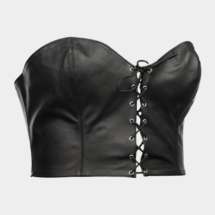 BUSTIER CUIR LACET