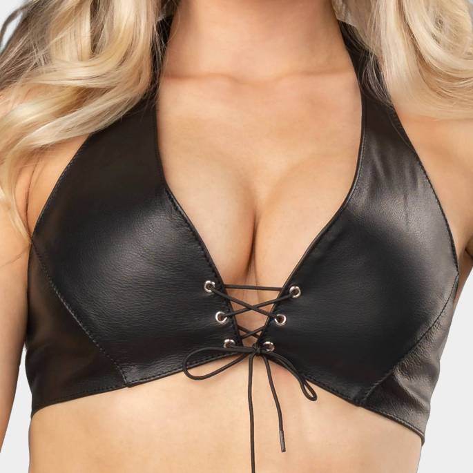BRASSIÈRE CUIR LACET
