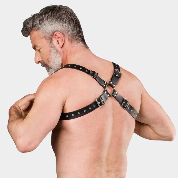 HARNAIS CUIR CHAINES POITRINE T.U