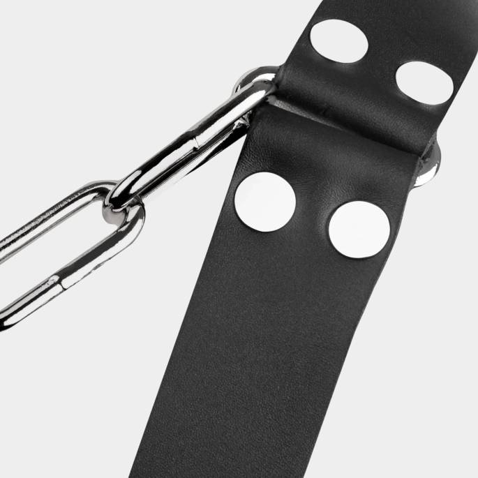 HARNAIS CUIR CHAINES POITRINE T.U