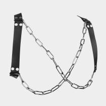 HARNAIS CUIR CHAINES POITRINE T.U