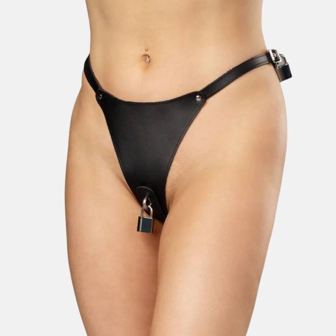 CULOTTE CUIR CHASTETÉ + CADENAS T.U