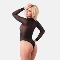 BODY VOILE NOIR MANCHES LONGUES T.U