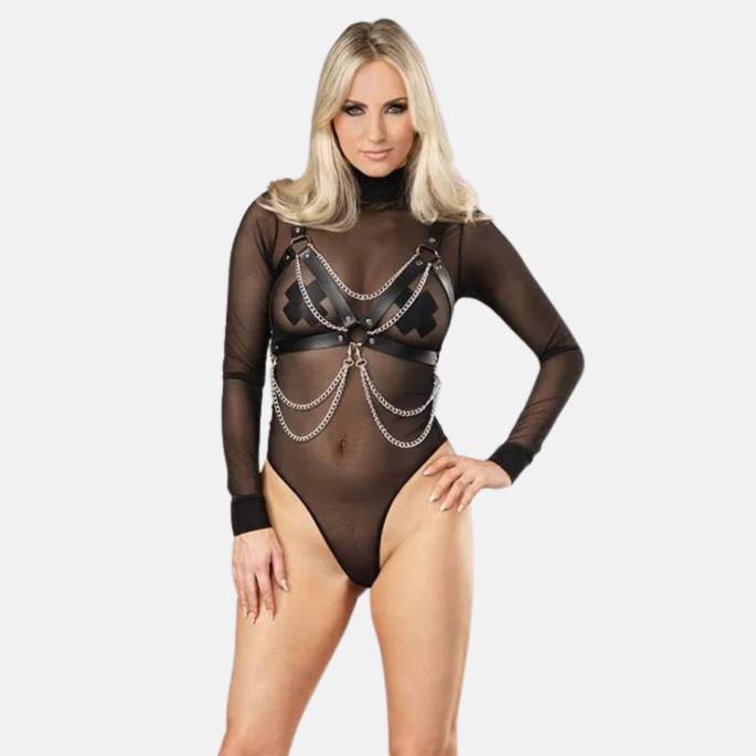 HARNAIS SIMILI CUIR CHAINES AMOVIBLES