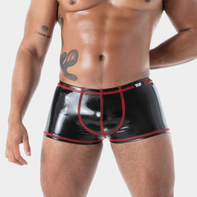 Boxer Datex noir couture rouge - TOF Paris