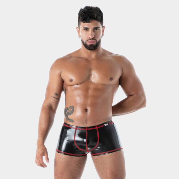 Boxer Datex noir couture rouge - TOF Paris