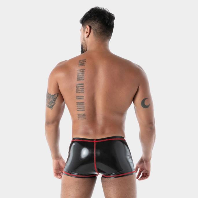 Boxer Datex noir couture rouge - TOF Paris