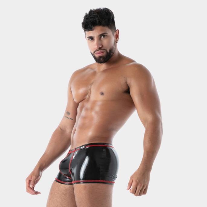 Boxer Datex noir couture rouge - TOF Paris