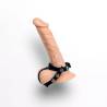 Cockring séparateur testicules - Cuir noir