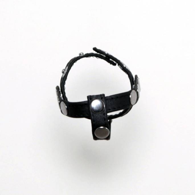Cockring séparateur testicules - Cuir noir