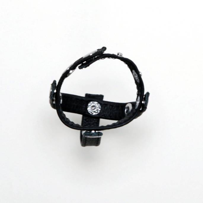 Cockring séparateur testicules - Cuir noir