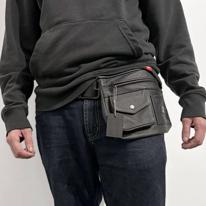 Pochette ceinture cuir noir