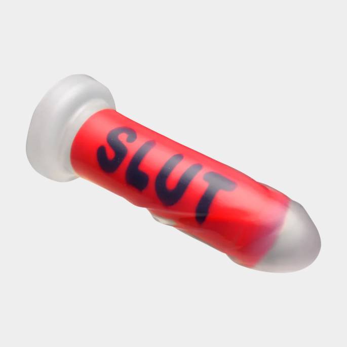 Gode silicone BDSM rouge SLUT