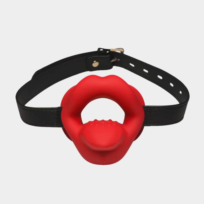 Bâillon bouche vibrante silicone rouge – Gag oral BDSM