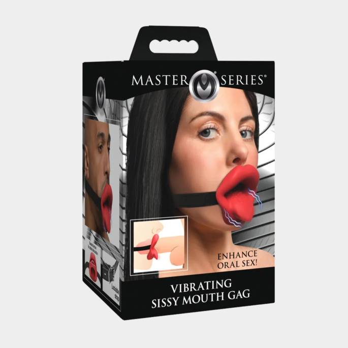 Bâillon bouche vibrante silicone rouge – Gag oral BDSM
