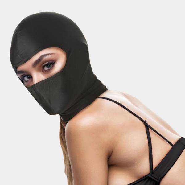 Drone – Cagoule BDSM yeux ouverts noire
