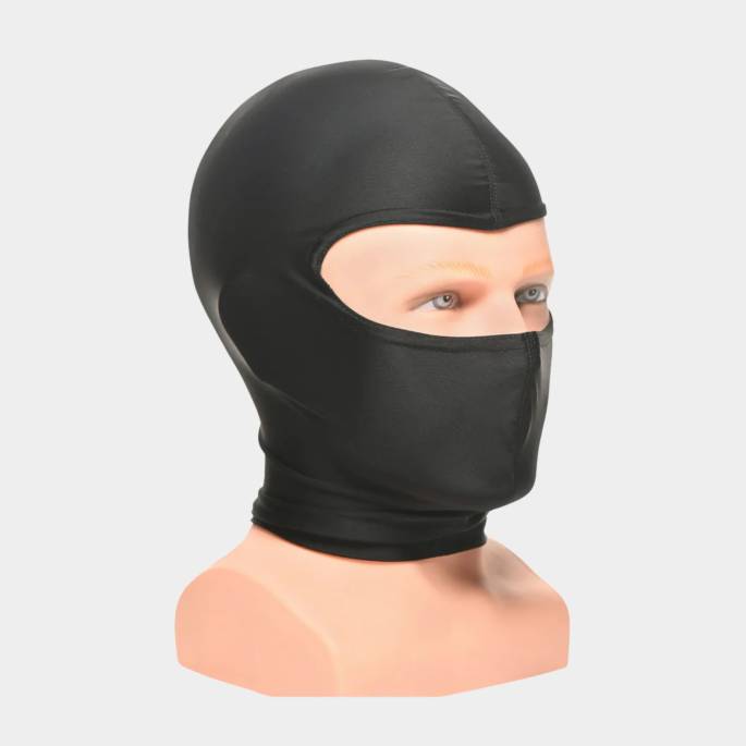 Drone – Cagoule BDSM yeux ouverts noire