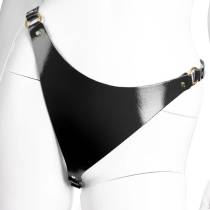 String en cuir noir anneaux dorés