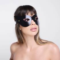 Masque BDSM en cuir noir & or