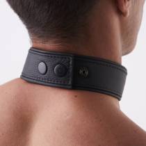 Collier BDSM cuir souple anneau noir