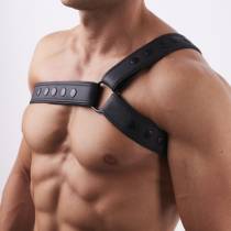 Harnais torse cuir souple Y noir – harnais poitrine BDSM L/XL