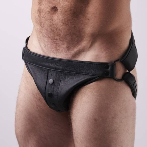 Jockstrap cuir à pressions noir – Leather Jock Snaps Black L/XL