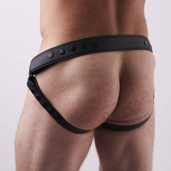 Jockstrap cuir à pressions noir – Leather Jock Snaps Black L/XL