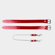 Menottes de chevilles en cuir rouge avec chaîne