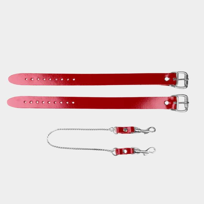 Menottes de chevilles en cuir rouge avec chaîne