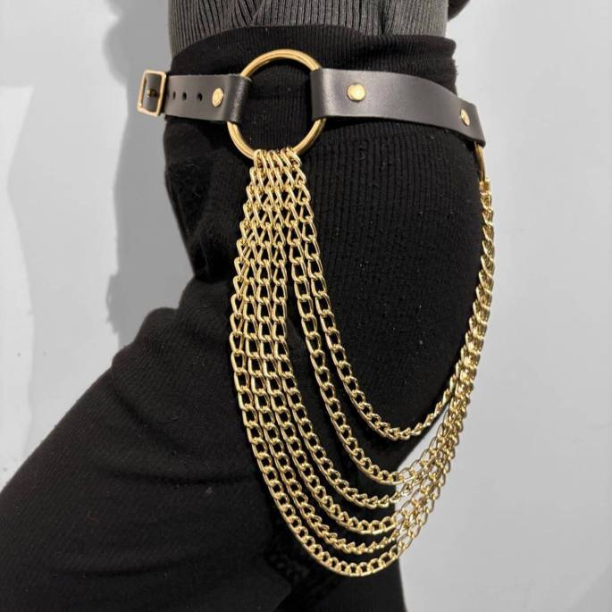 Ceinture cuir + chaînes