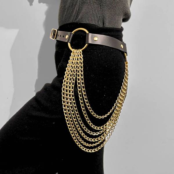 Ceinture cuir + chaînes