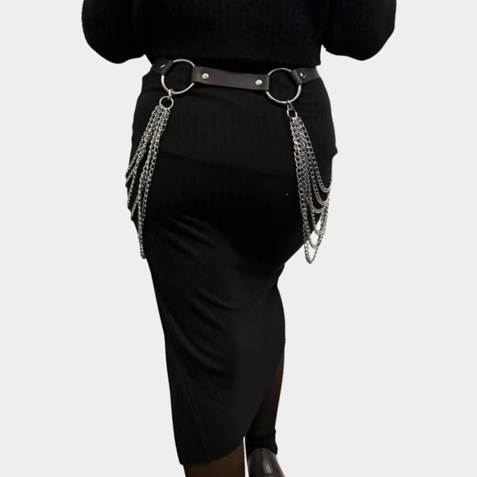 Ceinture cuir + chaînes