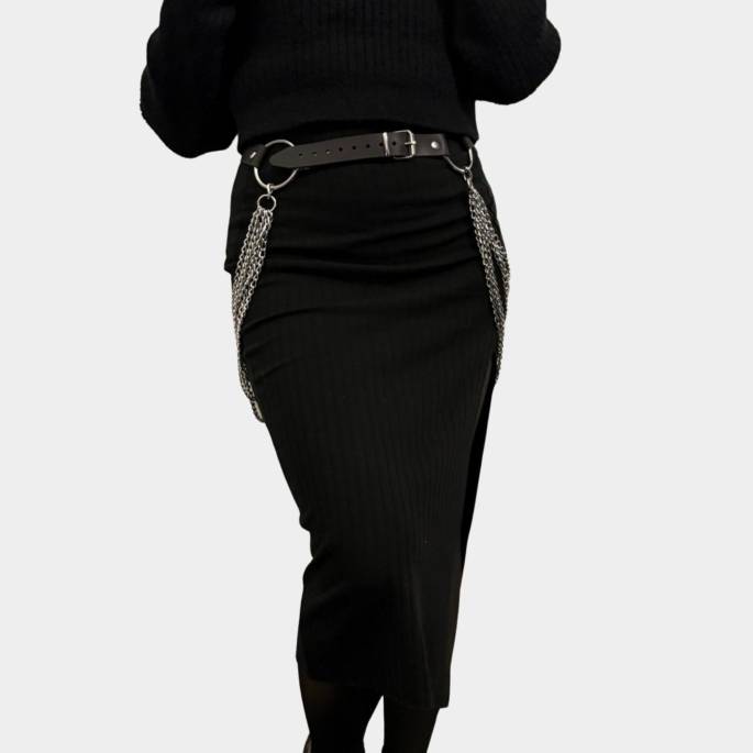 Ceinture cuir + chaînes