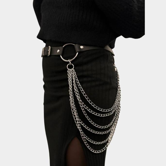 Ceinture cuir + chaînes