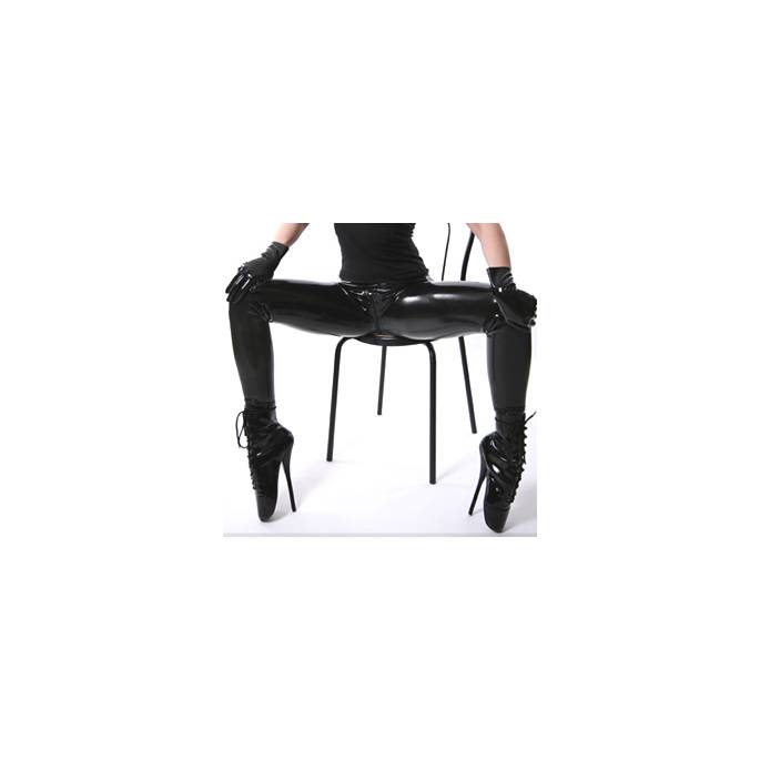 BLACK LATEX LEGGINGS + ZIP