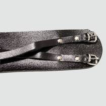 COLLIER LANIÈRES CUIR NOIR+ANNEAU