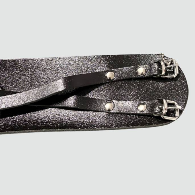 COLLIER LANIÈRES CUIR NOIR+ANNEAU