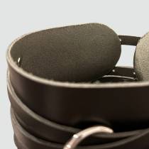 COLLIER LANIÈRES CUIR NOIR+ANNEAU