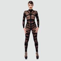 Catsuit voile bondage - Noir Handmade
