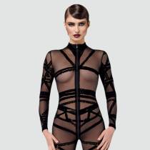 Catsuit voile bondage - Noir Handmade