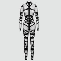 Catsuit voile bondage - Noir Handmade