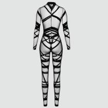 Catsuit voile bondage - Noir Handmade