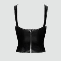 Corset en vinyle & lacet - Noir Handmade